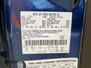 2014 Ford F-150 XL with VIN 1FTFW1CF5EKF05266, listed as a Copart auction lot 60716595 with 299,029 mi miles and Clean title. Bid and sale history available at DreamBid. Image 12.