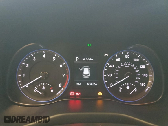 2020 Hyundai Kona SEL with VIN KM8K2CAA5LU503415, listed as a Copart auction lot 56536895 with 51,402 mi miles and Salvage title. Bid and sale history available at DreamBid. Image 9.