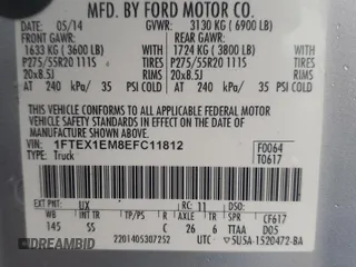 2014 Ford F-150 XL with VIN 1FTEX1EM8EFC11812, listed as a Copart auction lot 46977385 with 188,175 mi miles and Clean Title. Bid and sale history available at carsss.com. Image 13.