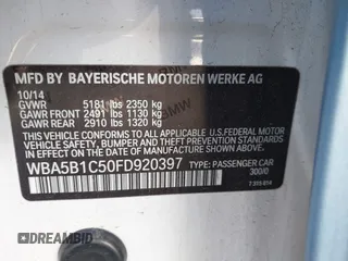 2015 BMW 5 Series 535i with VIN WBA5B1C50FD920397, listed as a IAAI auction lot 41459879 with 172,259 mi miles and . Bid and sale history available at carsss.com. Image 9.