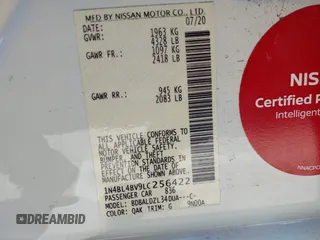 2020 Nissan Altima 2.5 S with VIN 1N4BL4BV9LC256422, listed as a IAAI auction lot 41805700 with 117,886 mi miles. Bid and sale history available at carsss.com. Image 9.