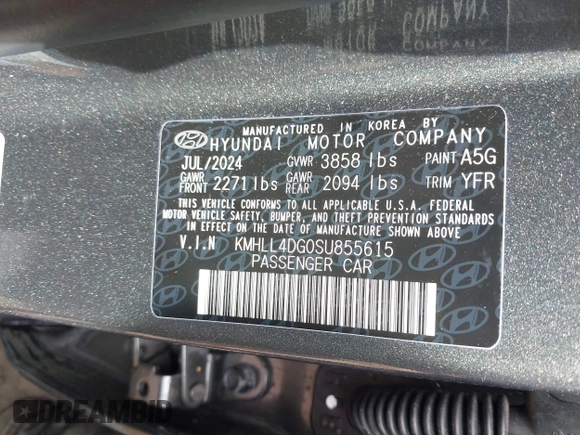 2025 Hyundai Elantra SE z VIN KMHLL4DG0SU855615, wystawiony jako IAAI lot #41887162 z przebiegiem 24 180 mil mil oraz . Historia ofert i sprzedaży dostępna na DreamBid. Obrazek 9.