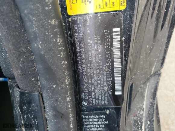 2010 BMW 6 Series 650i with VIN WBAEB5C56AC225217, listed as a Copart auction lot 74073014 with 0 mi miles and Salvage Title. Bid and sale history available at carsss.com. Image 13.