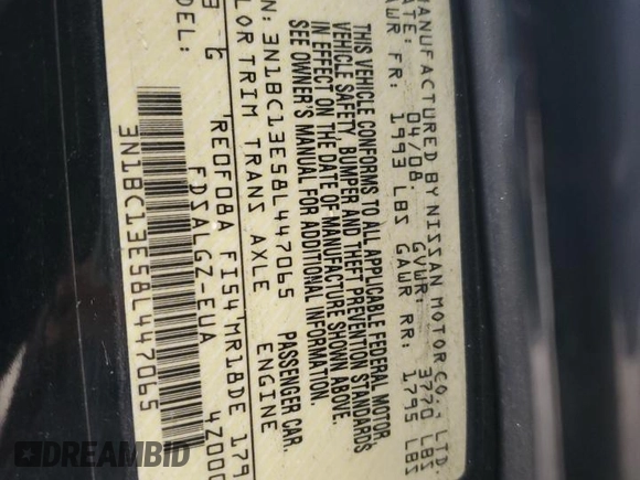 2008 Nissan Versa S z VIN 3N1BC13E58L447065, wystawiony jako Copart lot #52380355 z przebiegiem 151 681 mil mil oraz Szkoda całkowita • Salvage title. Historia ofert i sprzedaży dostępna na DreamBid. Obrazek 13.