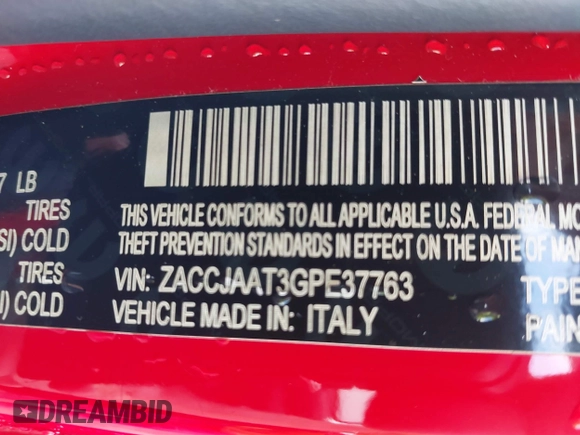 2016 Jeep Renegade Sport with VIN ZACCJAAT3GPE37763, listed as a IAAI auction lot 39932800 with 135,820 mi miles and . Bid and sale history available at carsss.com. Image 9.