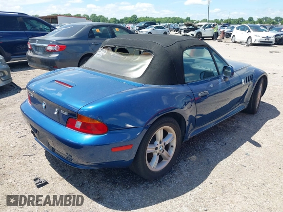2000 BMW Z3 2.5 with VIN 4USCH9347YLF85613, listed as a IAAI auction lot 42194616 with 89,861 mi miles and . Bid and sale history available at DreamBid. Image 4.