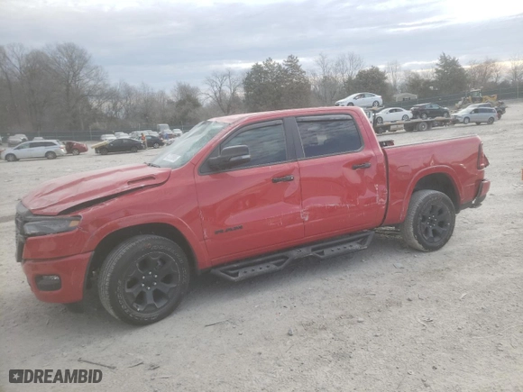 2025 Ram 1500 Big Horn with VIN 1C6SRFFP8SN606374, listed as a Copart auction lot 47370895 with 6,604 mi miles and Salvage Title. Bid and sale history available at carsss.com. Image 1.