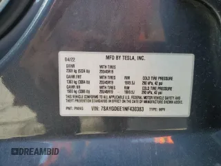 2022 Tesla Model Y Long Range z VIN 7SAYGDEE1NF430383, wystawiony jako Copart lot #56208825 z przebiegiem 60 612 mil mil oraz Szkoda całkowita • Salvage title. Historia ofert i sprzedaży dostępna na DreamBid. Obrazek 12.