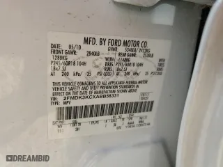 2010 Ford Edge Limited with VIN 2FMDK3KCXABB58331, listed as a Copart auction lot 53658735 with 0 mi miles and Salvage Title. Bid and sale history available at carsss.com. Image 12.