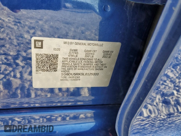2020 Cadillac CT5 Sport z VIN 1G6DU5RK5L0125333, wystawiony jako Copart lot #53879185 z przebiegiem 54 218 mil mil oraz Szkoda całkowita • Salvage title. Historia ofert i sprzedaży dostępna na DreamBid. Obrazek 12.