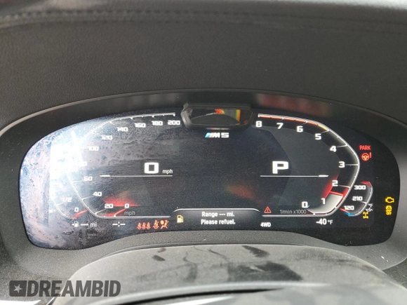 2021 BMW M5 with VIN WBS83CH03MCG00754, listed as a Copart auction lot 50154465 with 34,540 mi miles and Salvage Title. Bid and sale history available at carsss.com. Image 9.