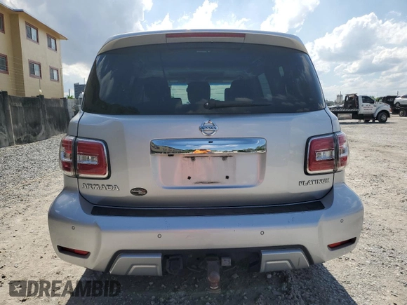 2017 Nissan Armada Platinum z VIN JN8AY2ND0H9008549, wystawiony jako Copart lot #56767515 z przebiegiem 60 152 mil mil oraz Szkoda całkowita • Salvage title. Historia ofert i sprzedaży dostępna na DreamBid. Obrazek 6.