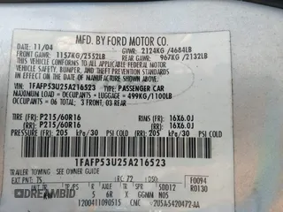 2005 Ford Taurus SE z VIN 1FAFP53U25A216523, wystawiony jako IAAI lot #42648554 z przebiegiem 175 042 mil mil oraz . Historia ofert i sprzedaży dostępna na DreamBid. Obrazek 9.