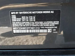 2023 BMW i4 M50 with VIN WBY33AW03PFN81310, listed as a IAAI auction lot 41387873 with 21,586 mi miles. Bid and sale history available at carsss.com. Image 9.