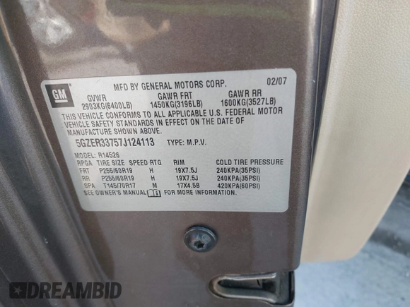 2007 Saturn Outlook XR z VIN 5GZER33757J124113, wystawiony jako IAAI lot #41463897 z przebiegiem 141 579 mil mil oraz . Historia ofert i sprzedaży dostępna na DreamBid. Obrazek 9.