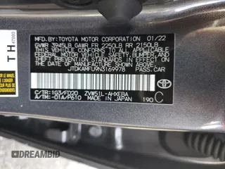 2022 Toyota Prius L Eco with VIN JTDKAMFU9N3169978, listed as a Copart auction lot 51473665 with 52,688 mi miles and Salvage Title. Bid and sale history available at carsss.com. Image 14.