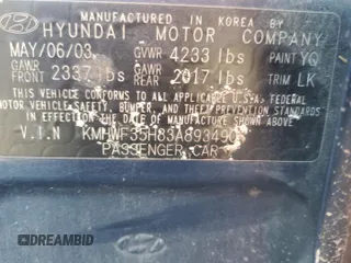 2003 Hyundai Sonata GLS with VIN KMHWF35H83A893490, listed as a Copart auction lot 80886424 with 0 mi miles and Salvage Title. Bid and sale history available at carsss.com. Image 12.