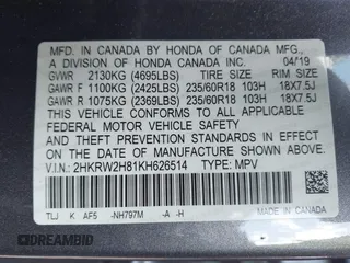 2019 Honda CR-V EX-L with VIN 2HKRW2H81KH626514, listed as a IAAI auction lot 41987978 with 82,432 mi miles and . Bid and sale history available at carsss.com. Image 9.