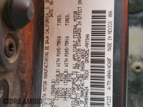 2017 Toyota Tacoma SR5 z VIN 3TMCZ5AN7HM094624, wystawiony jako Copart lot #58166405 z przebiegiem 84 877 mil mil oraz Szkoda całkowita • Salvage title. Historia ofert i sprzedaży dostępna na DreamBid. Obrazek 12.