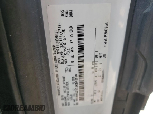 2018 Ford Transit with VIN 1FDRS6ZV7JKB45010, listed as a Copart auction lot 51464695 with 118,697 mi miles and Clean Title. Bid and sale history available at DreamBid. Image 12.