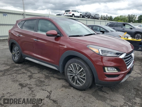 2020 Hyundai Tucson Ultimate with VIN KM8J3CAL2LU258843, listed as a Copart auction lot 57593555 with 67,633 mi miles and Salvage title. Bid and sale history available at DreamBid. Image 4.