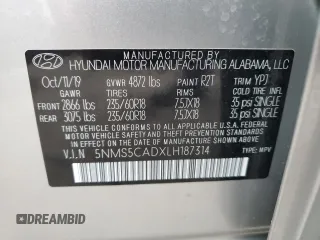 2020 Hyundai Santa Fe Limited with VIN 5NMS5CADXLH187314, listed as a Copart auction lot 87905395 with 35,904 mi miles and Salvage Title. Bid and sale history available at DreamBid. Image 13.