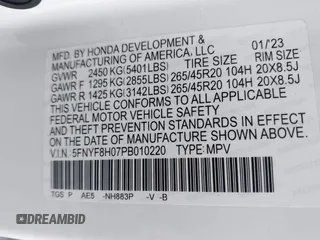 2023 Honda Passport Elite with VIN 5FNYF8H07PB010220, listed as a IAAI auction lot 41675730 with 25,128 mi miles and . Bid and sale history available at DreamBid. Image 9.