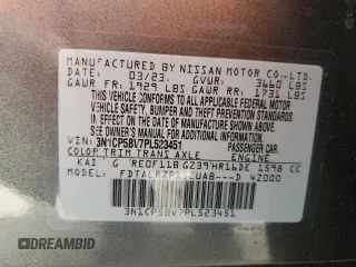 2023 Nissan Kicks S with VIN 3N1CP5BV7PL523451, listed as a Copart auction lot 54800095 with 11,333 mi miles and Salvage Title. Bid and sale history available at DreamBid. Image 13.