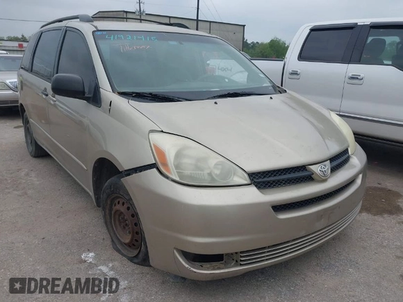 2005 Toyota Sienna CE with VIN 5TDZA23C55S375621, listed as a IAAI auction lot 41921415 with 257,259 mi miles. Bid and sale history available at carsss.com. Image 1.