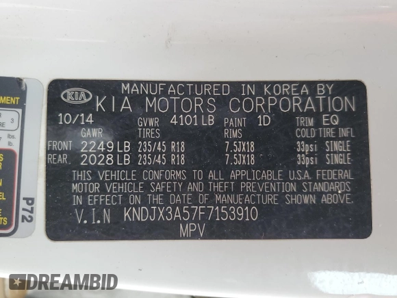 2015 Kia Soul + with VIN KNDJX3A57F7153910, listed as a Copart auction lot 55336775 with 135,894 mi miles and Clean Title. Bid and sale history available at DreamBid. Image 12.