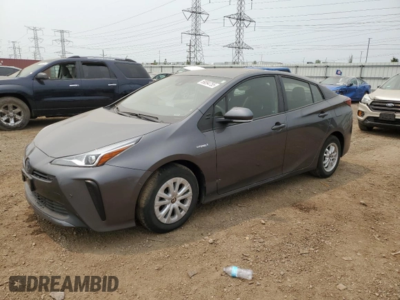 2021 Toyota Prius L Eco with VIN JTDKAMFU1M3148685, listed as a Copart auction lot 59094755 with 54,465 mi miles and Salvage title. Bid and sale history available at DreamBid. Image 1.