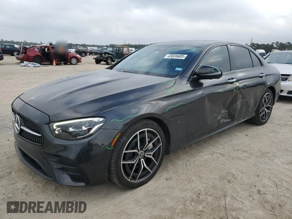 2021 Mercedes-Benz E-Class E 350 with VIN W1KZF8DB1MA943276, listed as a Copart auction lot 43835605 with 57,632 mi miles and Salvage Title. Bid and sale history available at carsss.com. Image 1.