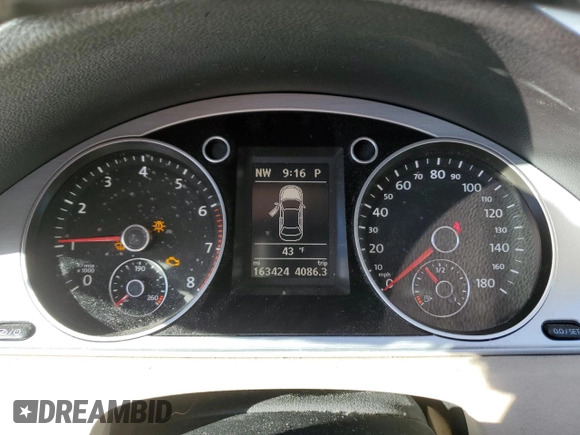 2013 Volkswagen CC Sport with VIN WVWBP7AN6DE546625, listed as a Copart auction lot 85506494 with 163,424 mi miles and Salvage Title. Bid and sale history available at carsss.com. Image 9.