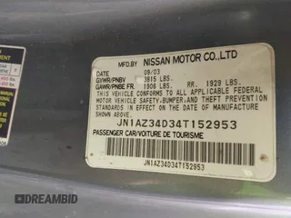 2004 Nissan 350Z Touring with VIN JN1AZ34D34T152953, listed as a IAAI auction lot 41446366 with 134,171 mi miles. Bid and sale history available at carsss.com. Image 9.