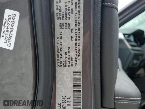2022 Jeep Grand Cherokee Overland with VIN 1C4RJYD65N8716340, listed as a Copart auction lot 53912675 with Not provided miles and Salvage title. Bid and sale history available at DreamBid. Image 13.