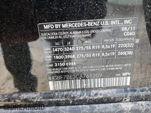 2012 Mercedes-Benz GL 450 z VIN 4JGBF7BE3CA766209, wystawiony jako Copart lot #50601775 z przebiegiem 200 390 mil mil oraz Czysty tytuł • Clean title. Historia ofert i sprzedaży dostępna na DreamBid. Obrazek 14.
