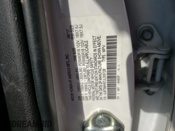 2018 Acura RDX w/Technology Pkg with VIN 5J8TB4H57JL005728, listed as a Copart auction lot 45553215 with 101,258 mi miles and Salvage Title. Bid and sale history available at carsss.com. Image 12.