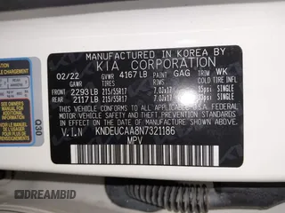 2022 Kia Seltos S z VIN KNDEUCAA8N7321186, wystawiony jako IAAI lot #39912227 z przebiegiem 15 066 mil mil oraz . Historia ofert i sprzedaży dostępna na DreamBid. Obrazek 9.