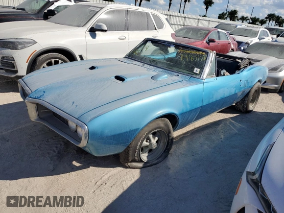 1967 Pontiac Firebird z VIN 223677U101685, wystawiony jako Copart lot #74851504 z przebiegiem 68 172 mil mil oraz Nie do naprawy • Non repairable. Historia ofert i sprzedaży dostępna na DreamBid. Obrazek 1.