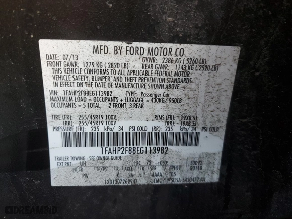 2014 Ford Taurus Limited with VIN 1FAHP2F88EG113982, listed as a Copart auction lot 41336845 with 152,970 mi miles and Salvage Title. Bid and sale history available at carsss.com. Image 12.