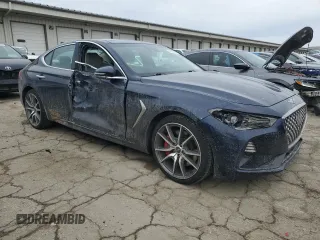 2019 Genesis G70 3.3T Advanced with VIN KMTG34LE5KU034162, listed as a Copart auction lot 46325915 with 76,555 mi miles and Salvage Title. Bid and sale history available at carsss.com. Image 4.