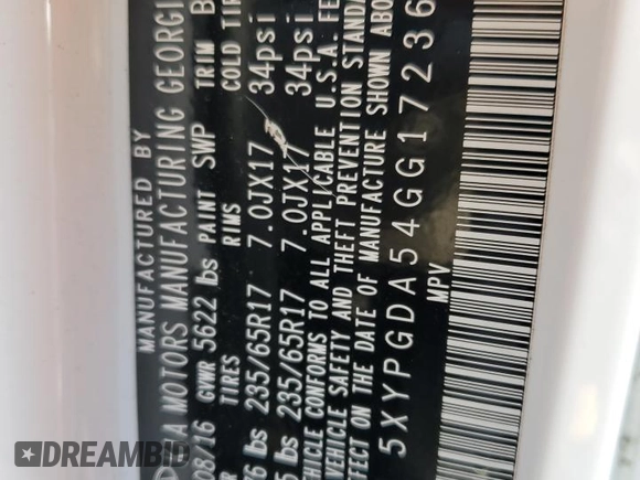2016 Kia Sorento LX with VIN 5XYPGDA54GG172368, listed as a Copart auction lot 43480735 with 152,920 mi miles and Salvage Title. Bid and sale history available at carsss.com. Image 13.