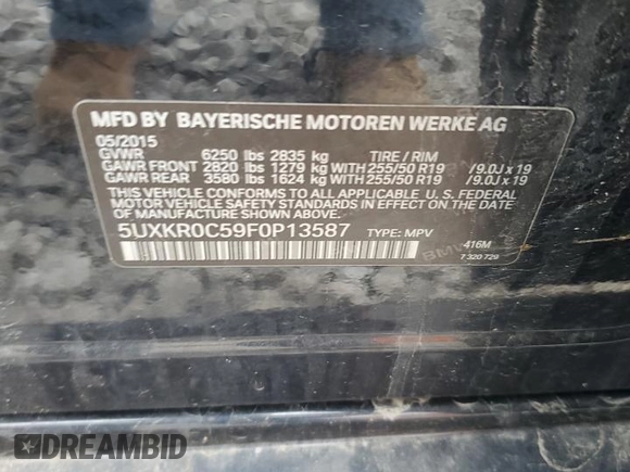 2015 BMW X5 xDrive35i z VIN 5UXKR0C59F0P13587, wystawiony jako Copart lot #57224415 z przebiegiem 155 131 mil mil oraz Szkoda całkowita • Salvage title. Historia ofert i sprzedaży dostępna na DreamBid. Obrazek 14.