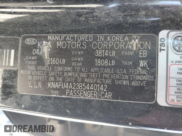 2011 Kia Forte EX with VIN KNAFU4A23B5440142, listed as a Copart auction lot 51107495 with 215,656 mi miles and Clean Title. Bid and sale history available at carsss.com. Image 12.
