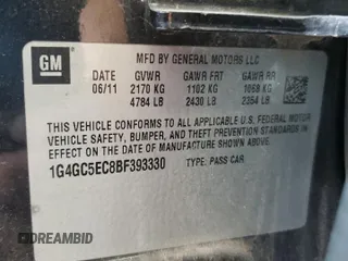 2011 Buick LaCrosse CXL с VIN 1G4GC5EC8BF393330, выставлен на аукционе Copart как лот 61342465 с пробегом 127 415 миль миль и Списание • Salvage title. История ставок и продаж доступна на DreamBid. Изображение 13.