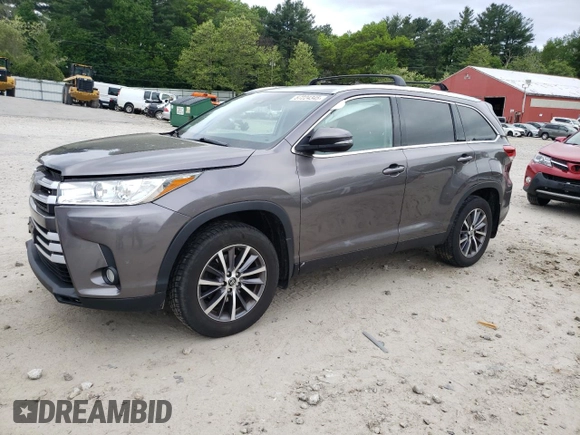 2019 Toyota Highlander SE with VIN 5TDJZRFH8KS932717, listed as a Copart auction lot 57224345 with 76,356 mi miles and Salvage title. Bid and sale history available at DreamBid. Image 1.