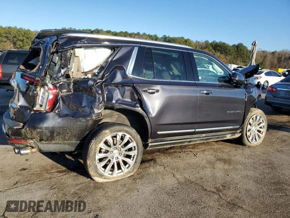 2023 GMC Yukon Denali with VIN 1GKS1DKL9PR275963, listed as a Copart auction lot 85651634 with 0 mi miles and Salvage Title. Bid and sale history available at carsss.com. Image 3.