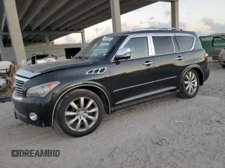 2011 Infiniti QX56 8-passenger with VIN JN8AZ2NC1B9300836, listed as a Copart auction lot 80492064 with 150,205 mi miles and Clean Title. Bid and sale history available at carsss.com. Image 1.