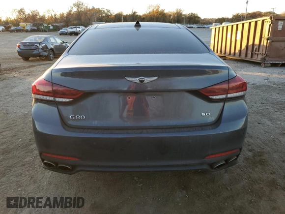 2017 Genesis G80 Ultimate with VIN KMHGN4JFXHU180517, listed as a Copart auction lot 80108534 with 88,874 mi miles and Salvage Title. Bid and sale history available at DreamBid. Image 6.