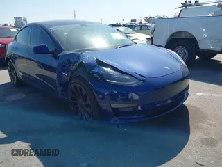 2022 Tesla Model 3 Performance with VIN 5YJ3E1EC5NF315764, listed as a IAAI auction lot 41760552 with 22,354 mi miles. Bid and sale history available at carsss.com. Image 1.
